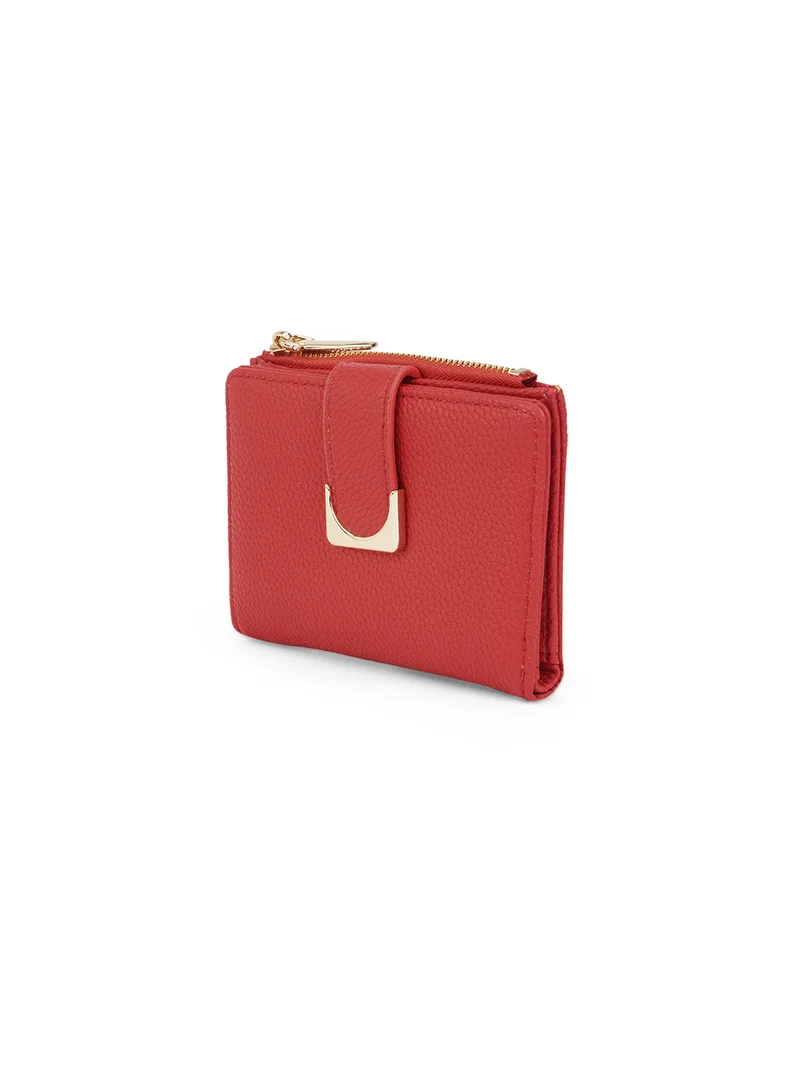 globus Globus Women Red Textured Bi-Fold Wallet With Zip Coin Pocket